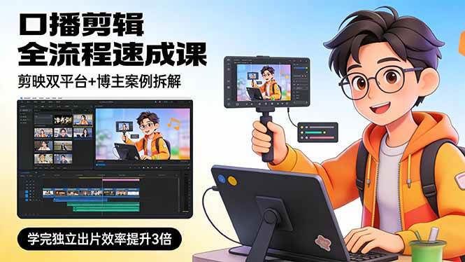 口播剪辑全流程速成课,剪映双平台+博主案例拆解,学完独立出片效率提升3倍 -1 口播剪辑全流程速成课,剪映双平台+博主案例拆解,学完独立出片效率提升3倍 -1