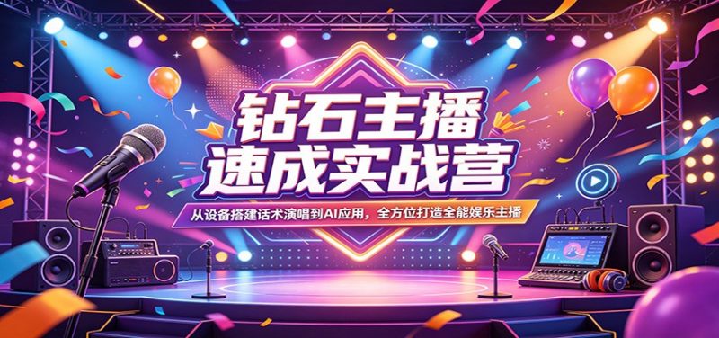 钻石主播速成实战营:从设备搭建话术演唱到AI应用,全方位打造全能娱乐主播 -1 钻石主播速成实战营:从设备搭建话术演唱到AI应用,全方位打造全能娱乐主播 -1