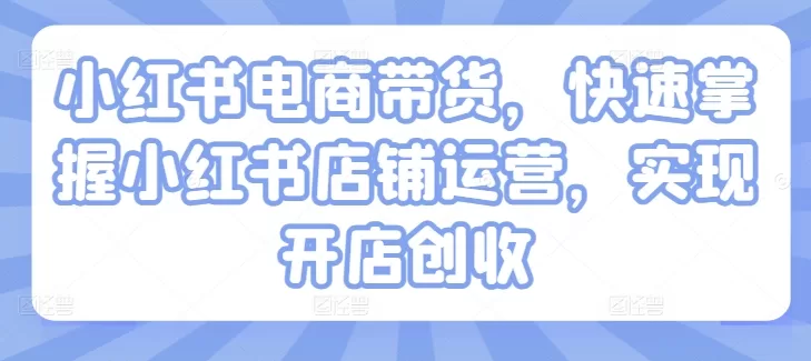 小红书电商带货教程:快速掌握店铺运营与开店创收技巧