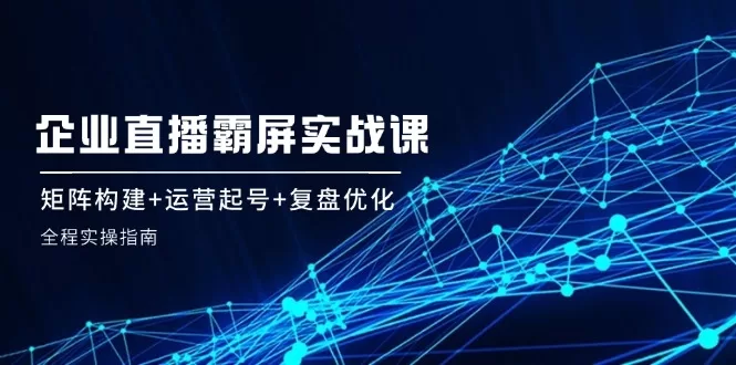 企业直播霸屏实战课：矩阵构建与运营起号全流程指南