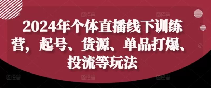 2024个体直播训练营:起号、稳流、投流与货源全攻略