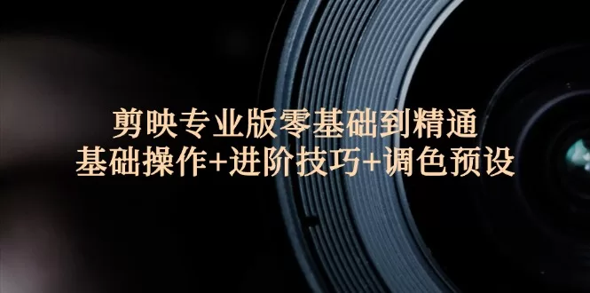剪映专业版零基础到精通教程：基础操作、进阶技巧与调色预设