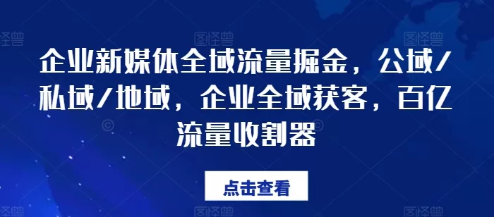 企业新媒体全域流量掘金，公域/私域/地域，企业全域获客，百亿流量收割器 -1