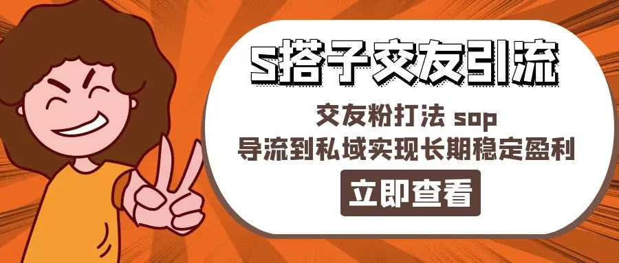 888元S搭子交友引流SOP：私域流量长期稳定盈利打法
