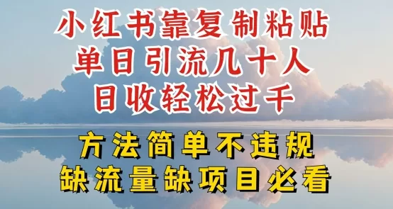 小红书靠复制粘贴单日引流几十人目收轻松过千，方法简单不违规【揭秘】
