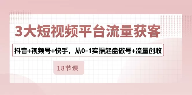 抖音视频号快手流量获客实操:从0到1起盘做号与创收