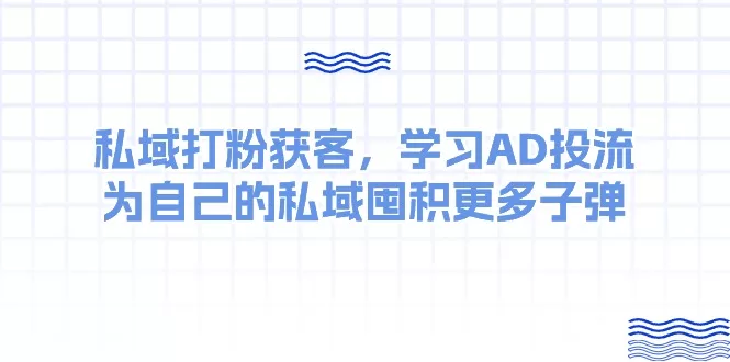 私域打粉获客课：AD投流实战，为私域囤积精准流量子弹