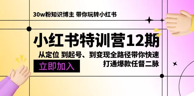 小红书特训营12期：定位起号变现全路径，打通爆款任督二脉