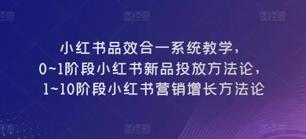 小红书品效合一系统教学：新品投放与营销增长方法论