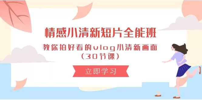 情感小清新短片全能班：30节课教你拍出唯美vlog画面