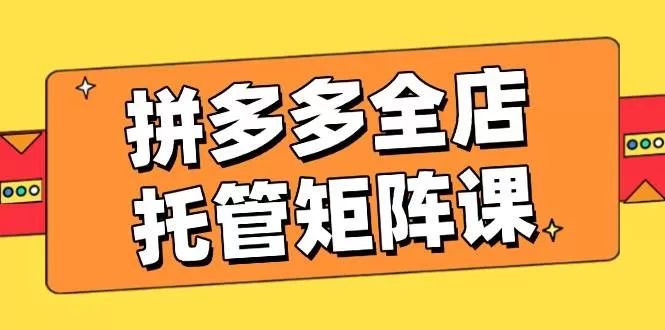 拼多多全店托管矩阵课，盈利动销玩法，高效计划设置，提升店铺效益