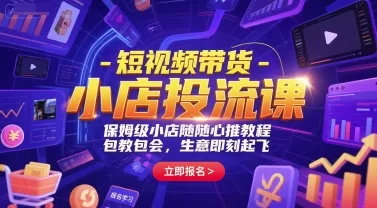 小店随心推投流课：保姆级教程，短视频带货ROI起飞实战技巧