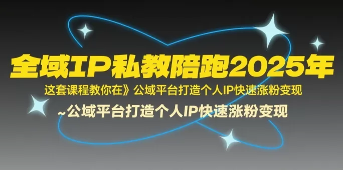 2025全域IP私教陪跑课:公域平台个人IP打造与快速涨粉变现指南
