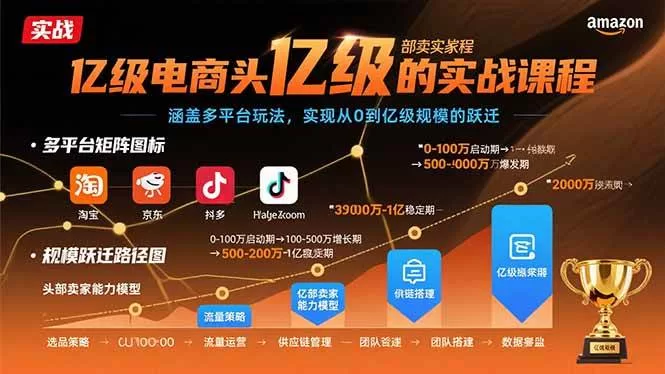 亿级电商头部卖家实战课:多平台玩法揭秘,从0到亿级规模跃迁