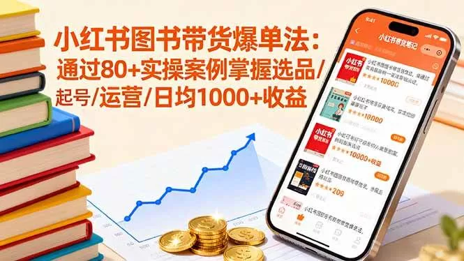 小红书图书带货实战攻略：80+案例教你选品起号运营，轻松日入1000+
