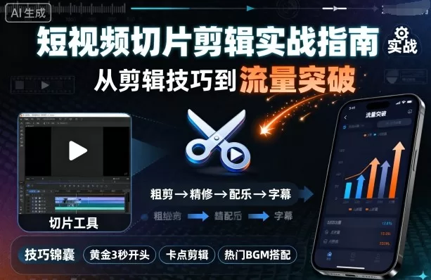 短视频切片剪辑实战指南，从剪辑技巧到流量突破