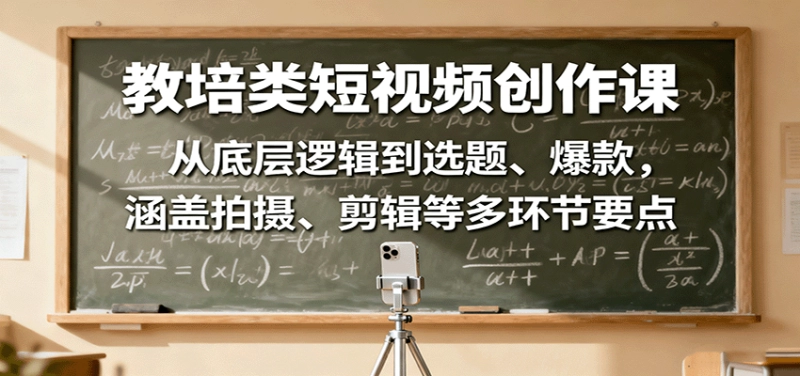 教培短视频创作课：底层逻辑选题爆款拍摄剪辑全攻略
