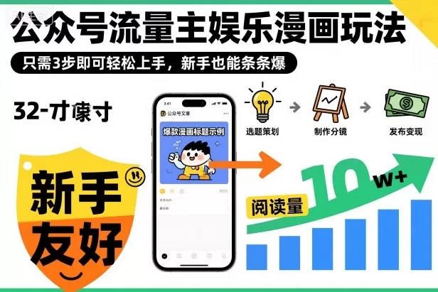 公众号流量主娱乐漫画玩法:3步轻松上手,新手也能条条爆款