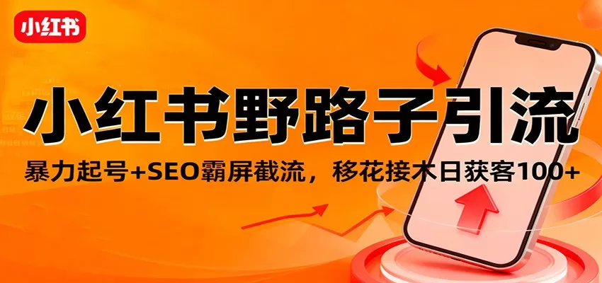 小红书野路子引流实操：暴力起号+SEO霸屏截流，日获客100+