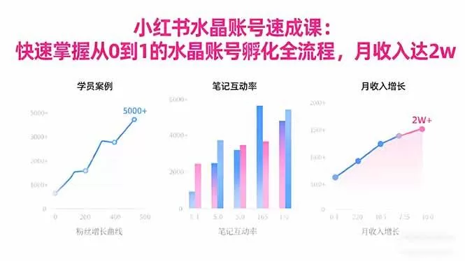 2025小红书水晶账号速成课:快速掌握从0-1水晶账号孵化全流程,月收入达2w