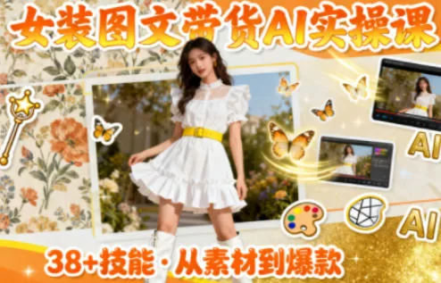 女装图文带货AI实操课：38个技能快速提升素材制作效率