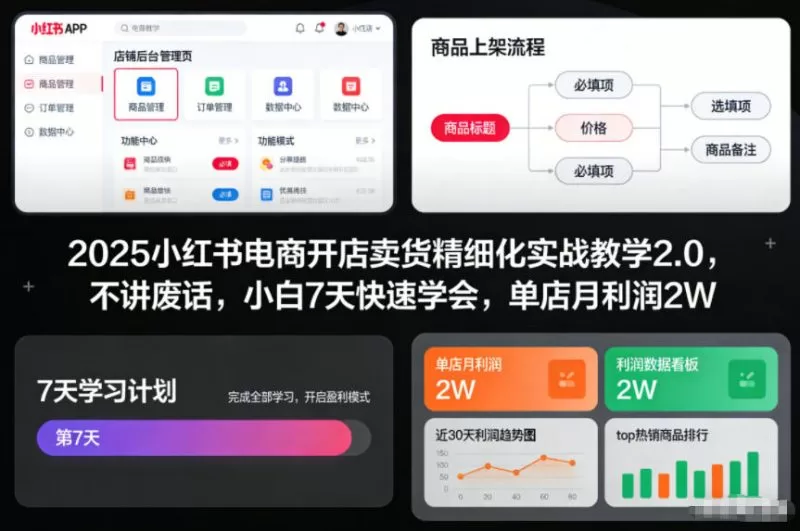 2025小红书电商开店卖货实战教程:小白7天学会,单店月利润2万