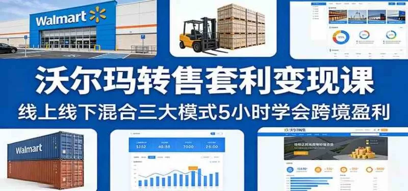 沃尔玛转售套利课程：线上线下混合三大模式，5小时学会跨境盈利
