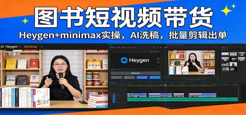 图书短视频带货：Heygen+minimax实操，AI洗稿 ，批量剪辑出单 -1