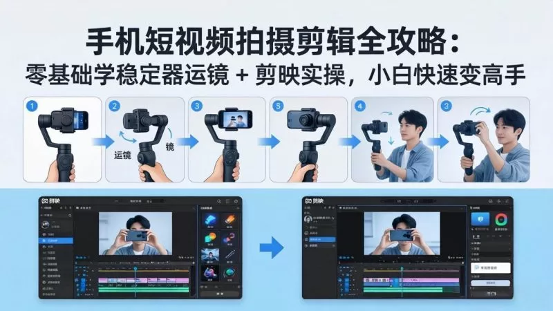 手机短视频拍摄剪辑全攻略：零基础学稳定器运镜 + 剪映实操，小白快速变高手 -1