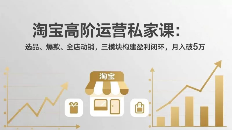 淘宝高阶运营私家课:选品爆款全店动销三模块实现月入5万