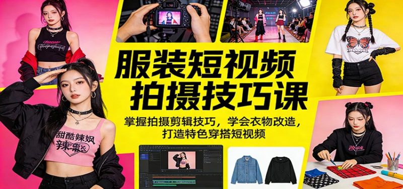服装短视频拍摄技巧课：掌握拍摄剪辑技巧，学会衣物改造，打造特色穿搭短视频 -1