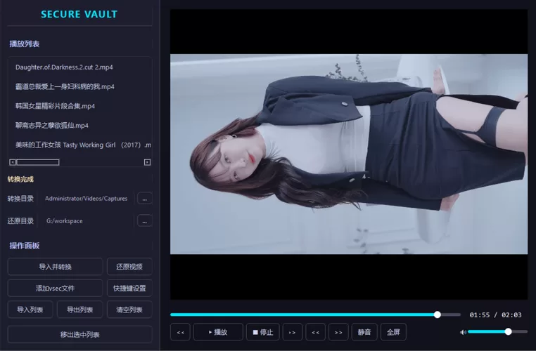 SecureVault Player V0.8.9：隐私视频加密播放与转换工具