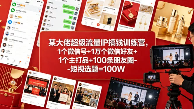 超级流量IP赚钱训练营：1个微信号+1万好友+主打
