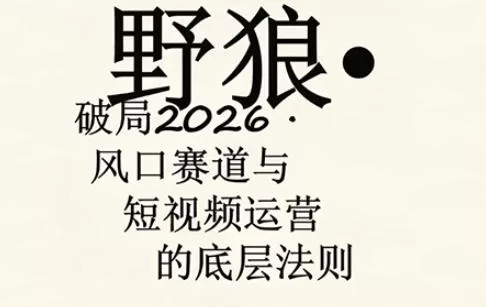 野狼团队多平台实操运营课：AI口播、服装、好物、漫